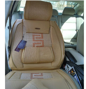Full Set Fabrics Antiskid Slip-proof Front Rear Cream-coloured Car Seat Cushion Cover- 5 set