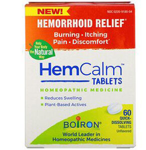 Boiron, HemCalm Tablets, Hemorrhoid Relief, Unflavored, 60 Quick-Dissolving Tablets