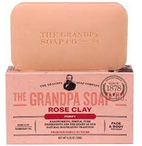 Grandpa's, Face & Body Bar Soap, Purify, Rose Clay, 4.25 oz